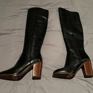 Franco Sarto Faye Black Leather Over The Knee Boots - Size 7M
